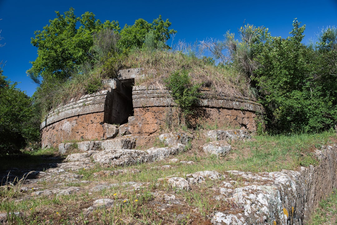 Etruscan vie cave hollow way cut into tufa rock, southern Lazio